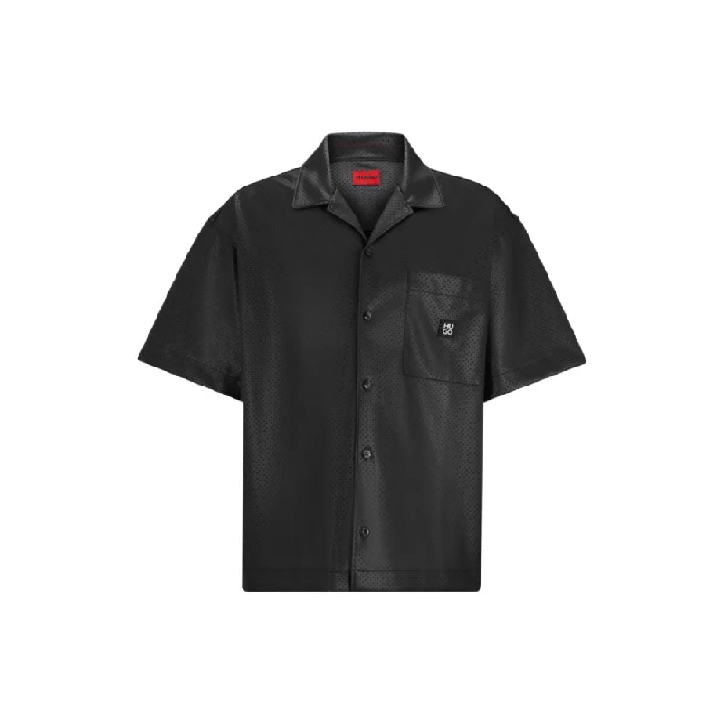 Men's thermal t - shirts with a high - neck design for cold weatherOversize-fit shirt in perforated faux leather Men's thermal t - shirts with a high - neck design for cold weatherOversize-fit shirt in perforated faux leather