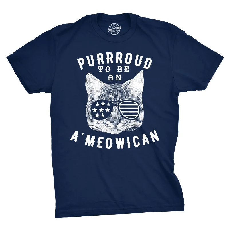 Men's mock - neck t - shirts with a modern and sleek stylePurrroud To Be An Ameowican Men's T Shirt Men's mock - neck t - shirts with a modern and sleek stylePurrroud To Be An Ameowican Men's T Shirt