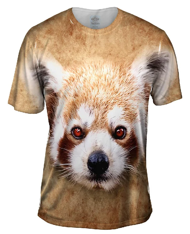 Men's slim - fit graphic t - shirts with vintage rock band printsRed Panda Face