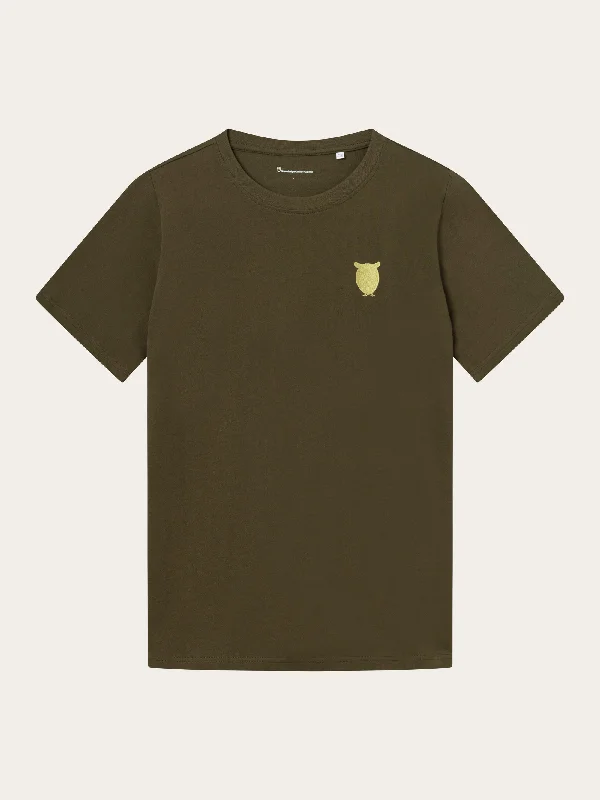 Men's smart - casual checkered t - shirts for semi - formal occasionsRegular fit owl chest embroidery t-shirt - Dark Olive Men's smart - casual checkered t - shirts for semi - formal occasionsRegular fit owl chest embroidery t-shirt - Dark Olive