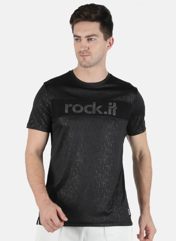 Men's lightweight performance t - shirts for running marathonsMen Black Printed Round Neck T-Shirt Men's lightweight performance t - shirts for running marathonsMen Black Printed Round Neck T-Shirt