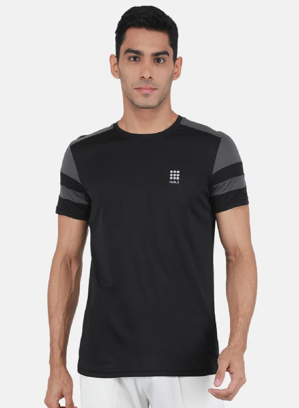 Men's slim - fit graphic t - shirts with vintage rock band printsRock-it Men Black Self Design T-Shirt Men's slim - fit graphic t - shirts with vintage rock band printsRock-it Men Black Self Design T-Shirt