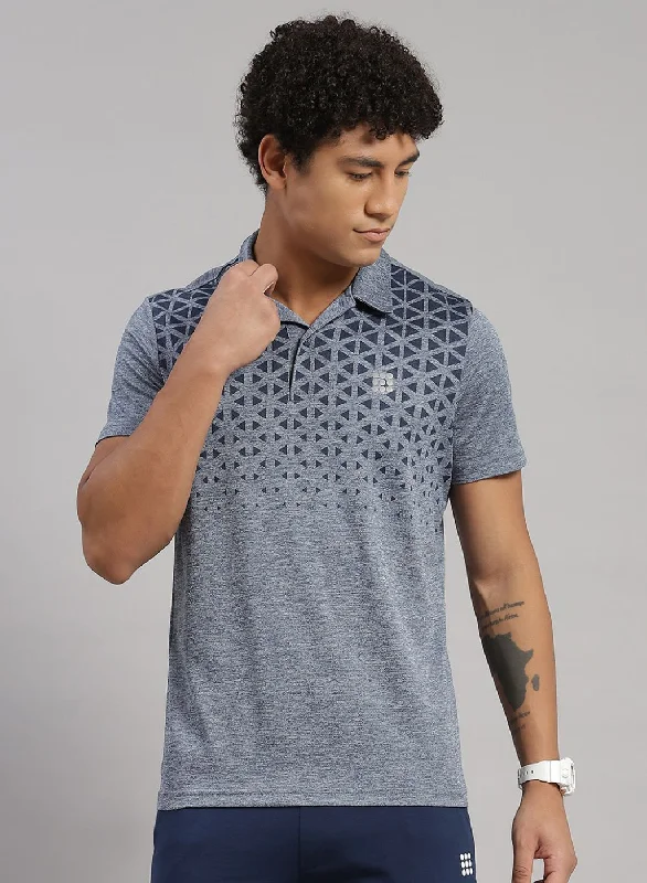 Men's moisture - wicking athletic t - shirts for intense workoutsMen Blue Printed T-Shirt Men's moisture - wicking athletic t - shirts for intense workoutsMen Blue Printed T-Shirt