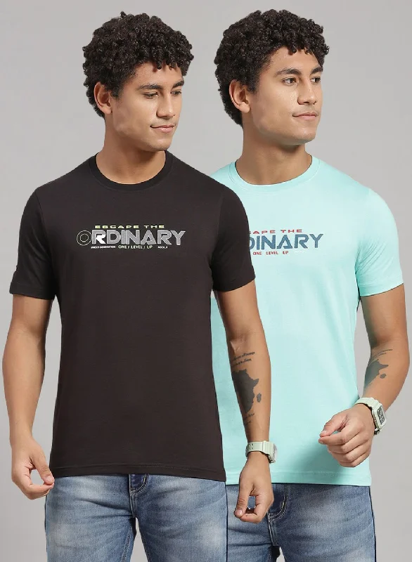 Men's moisture - wicking athletic t - shirts for intense workoutsMen Green Printed T-Shirt 2 Pc Men's moisture - wicking athletic t - shirts for intense workoutsMen Green Printed T-Shirt 2 Pc