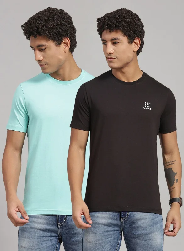 Men's button - front t - shirts with a unique artistic printMen Green Solid T-Shirt 2 Pc Men's button - front t - shirts with a unique artistic printMen Green Solid T-Shirt 2 Pc