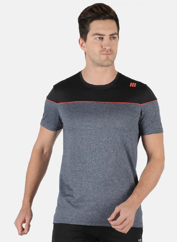 Men's slim - fit graphic t - shirts with vintage rock band printsMen Grey Self Design Round Neck T-Shirt Men's slim - fit graphic t - shirts with vintage rock band printsMen Grey Self Design Round Neck T-Shirt