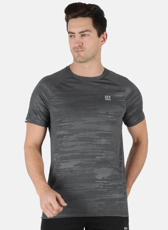 Men's moisture - wicking athletic t - shirts for intense workoutsMen Grey Self Design Round Neck T-Shirt Men's moisture - wicking athletic t - shirts for intense workoutsMen Grey Self Design Round Neck T-Shirt