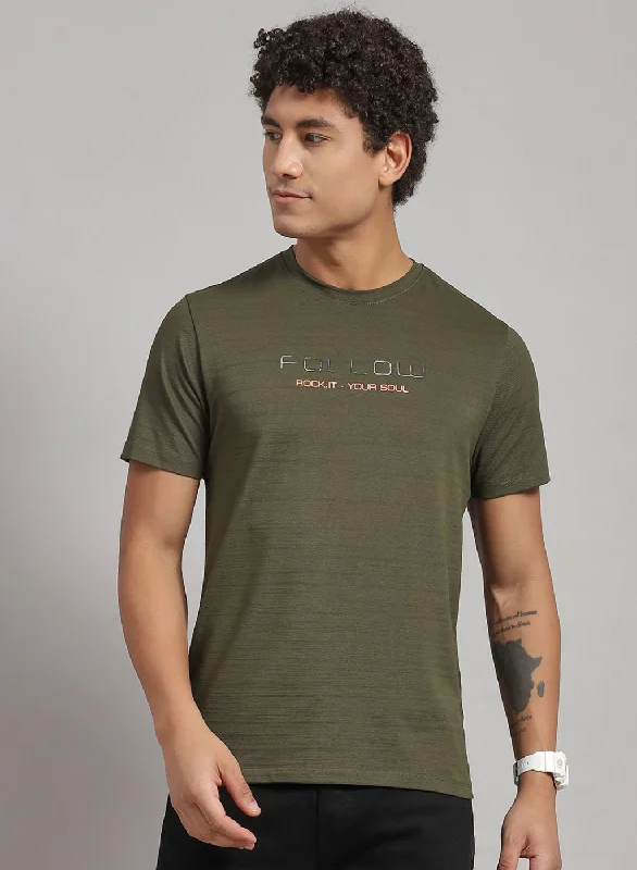 Men's antimicrobial t - shirts for odor - free freshness during travelMen Olive Printed T-Shirt Men's antimicrobial t - shirts for odor - free freshness during travelMen Olive Printed T-Shirt