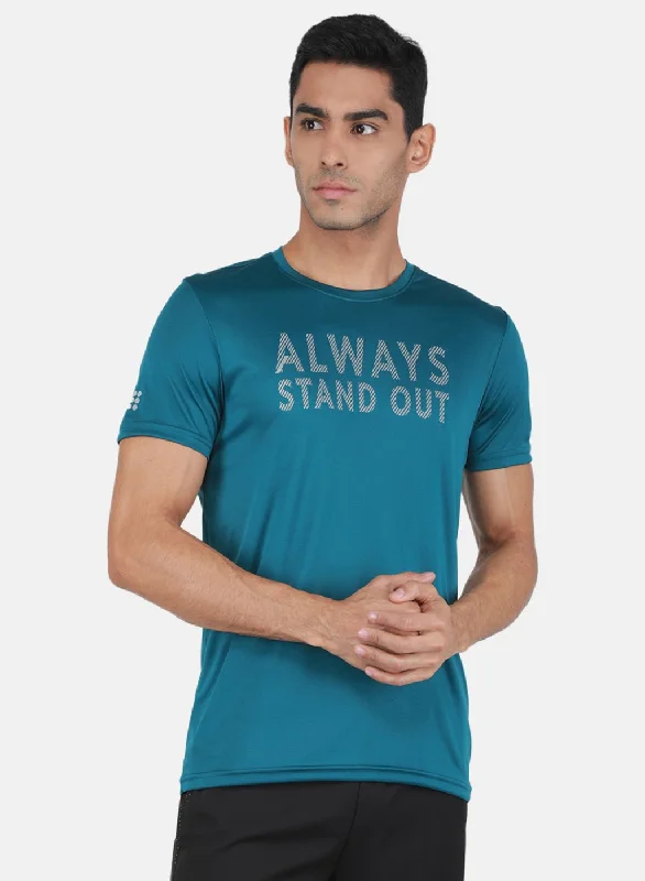 Men's antimicrobial t - shirts for odor - free freshness during travelRock-it Men Teal Blue Printed T-Shirt Men's antimicrobial t - shirts for odor - free freshness during travelRock-it Men Teal Blue Printed T-Shirt