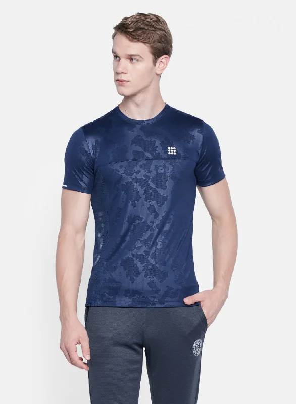 Men's printed Hawaiian t - shirts for tropical vacationsMens NAvy Blue Printed T-Shirt