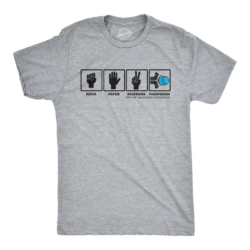 Men's printed Hawaiian t - shirts for tropical vacationsRock Paper Scissors Hadouken Men's T Shirt Men's printed Hawaiian t - shirts for tropical vacationsRock Paper Scissors Hadouken Men's T Shirt