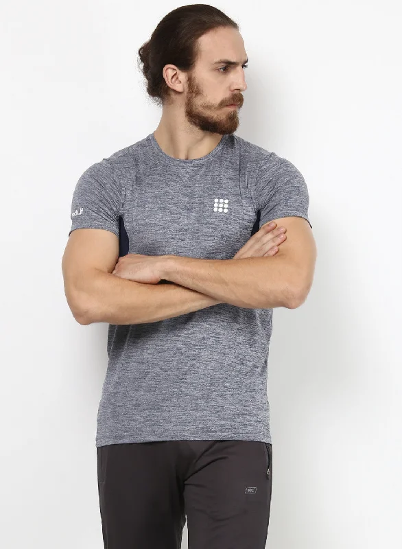 Men's lightweight performance t - shirts for running marathonsRockit Grey Milange Round Neck Smart Fit T-Shirt