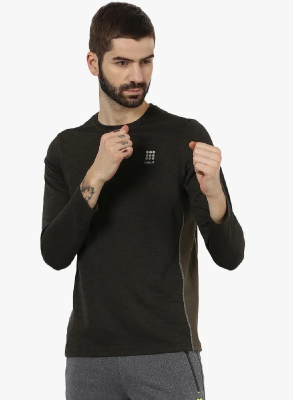 Men's moisture - wicking athletic t - shirts for intense workoutsRockit Olive Milange Olive Round Neck Smart Fit T-Shirt Men's moisture - wicking athletic t - shirts for intense workoutsRockit Olive Milange Olive Round Neck Smart Fit T-Shirt