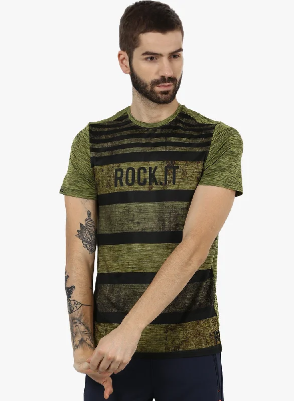 Men's UV - protection t - shirts for outdoor activities in the sunRockit Olive Round Neck Smart Fit T-Shirt Men's UV - protection t - shirts for outdoor activities in the sunRockit Olive Round Neck Smart Fit T-Shirt