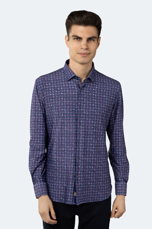 Men's smart - casual checkered t - shirts for semi - formal occasionsRoyal Blue, Red and White Check Box Shirt Men's smart - casual checkered t - shirts for semi - formal occasionsRoyal Blue, Red and White Check Box Shirt
