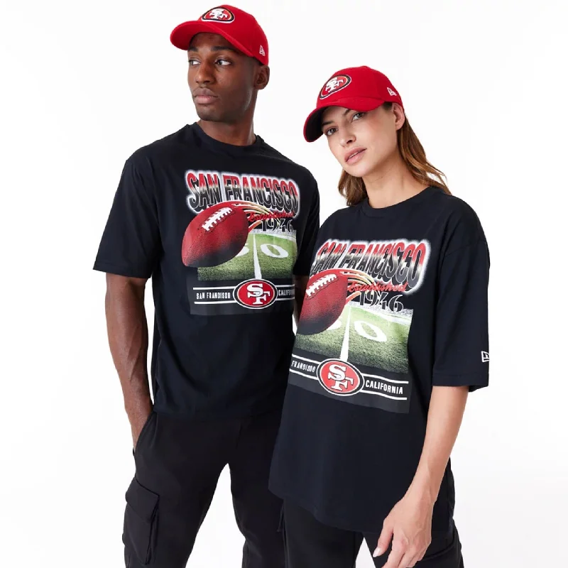 Men's mock - neck t - shirts with a modern and sleek styleSan Francisco 49Ers NFL Team Graphic Black Oversized T-Shirt Men's mock - neck t - shirts with a modern and sleek styleSan Francisco 49Ers NFL Team Graphic Black Oversized T-Shirt