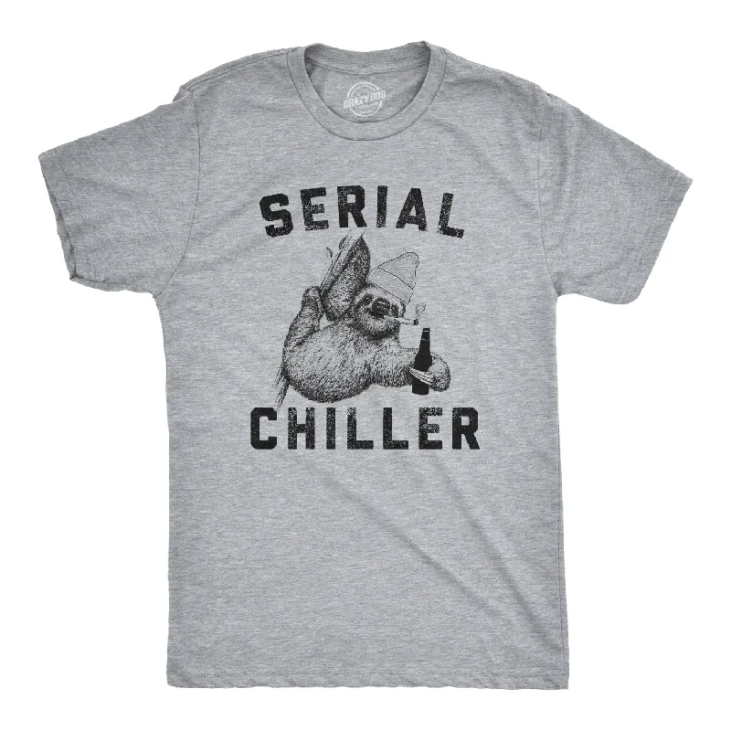 Men's button - front t - shirts with a unique artistic printSerial Chiller Men's T Shirt Men's button - front t - shirts with a unique artistic printSerial Chiller Men's T Shirt