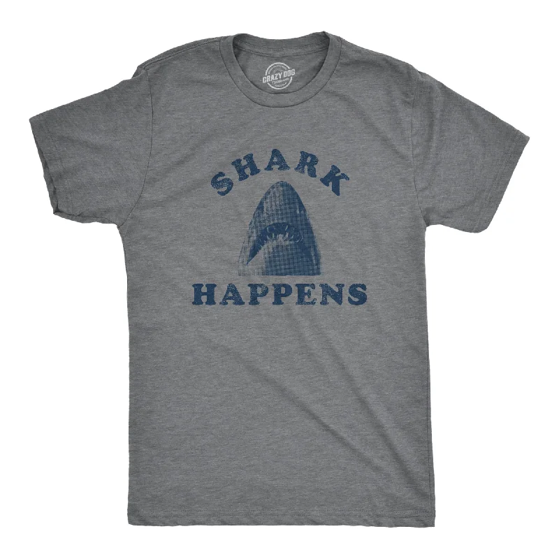Men's distressed denim - look t - shirts with a rugged appealShark Happens Men's T Shirt Men's distressed denim - look t - shirts with a rugged appealShark Happens Men's T Shirt