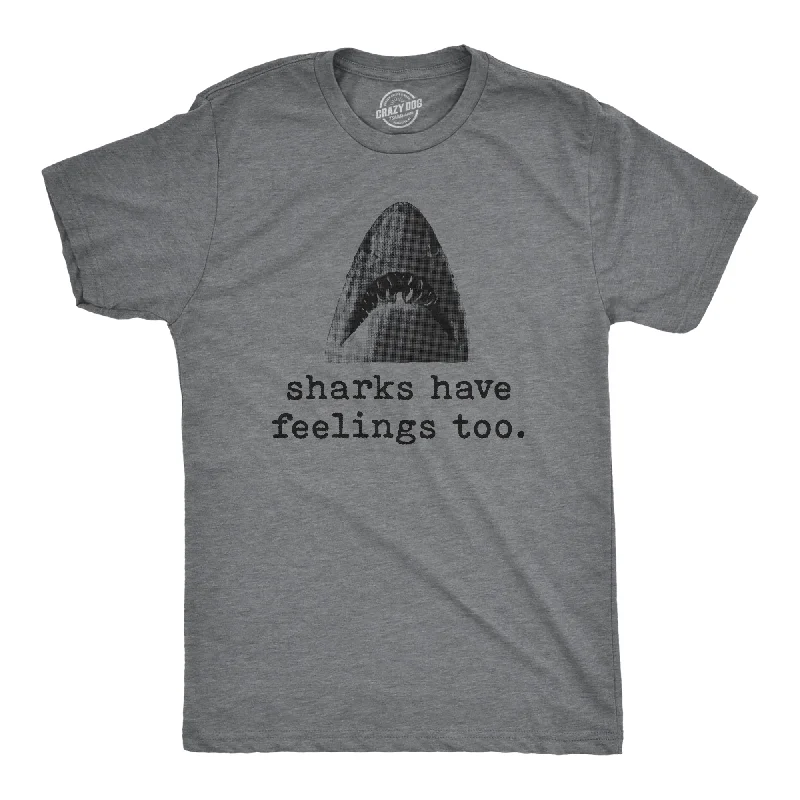 Men's long - sleeve henley t - shirts with button - down placketsSharks Have Feelings Too Men's T Shirt Men's long - sleeve henley t - shirts with button - down placketsSharks Have Feelings Too Men's T Shirt