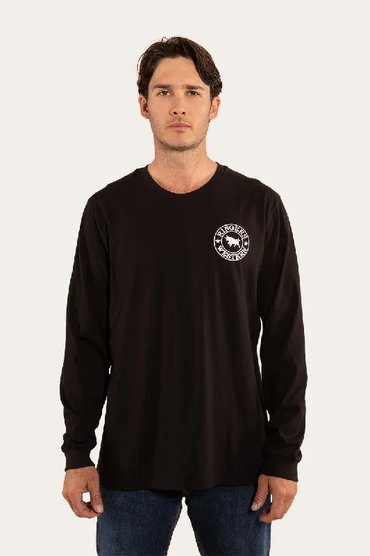 Men's antimicrobial t - shirts for odor - free freshness during travelSignature Bull Mens Loose Fit Long Sleeve T-Shirt - Black/White Men's antimicrobial t - shirts for odor - free freshness during travelSignature Bull Mens Loose Fit Long Sleeve T-Shirt - Black/White