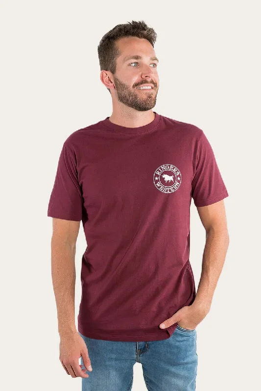 Men's polo t - shirts with a contrast collar for a preppy lookSignature Bull Mens Classic T-Shirt - Burgundy/White Men's polo t - shirts with a contrast collar for a preppy lookSignature Bull Mens Classic T-Shirt - Burgundy/White