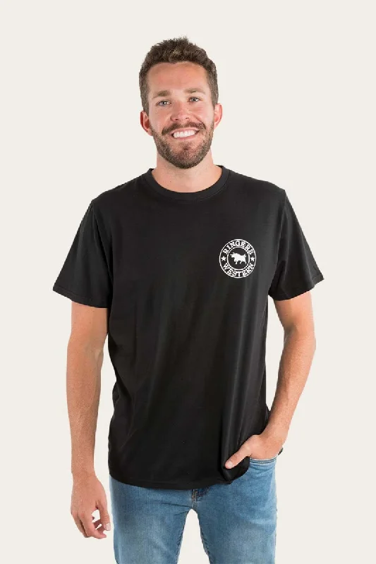 Men's lightweight performance t - shirts for running marathonsSignature Bull Mens Loose Fit T-Shirt - Black/White Men's lightweight performance t - shirts for running marathonsSignature Bull Mens Loose Fit T-Shirt - Black/White
