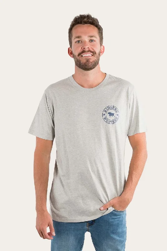 Men's lightweight performance t - shirts for running marathonsSignature Bull Mens Loose Fit T-Shirt - Grey Marle/Navy Men's lightweight performance t - shirts for running marathonsSignature Bull Mens Loose Fit T-Shirt - Grey Marle/Navy