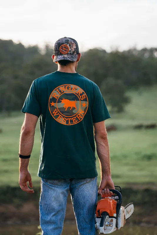 Men's eco - friendly recycled t - shirts for sustainable fashion choicesSignature Bull Mens Loose Fit T-Shirt - Pine/Camo Men's eco - friendly recycled t - shirts for sustainable fashion choicesSignature Bull Mens Loose Fit T-Shirt - Pine/Camo