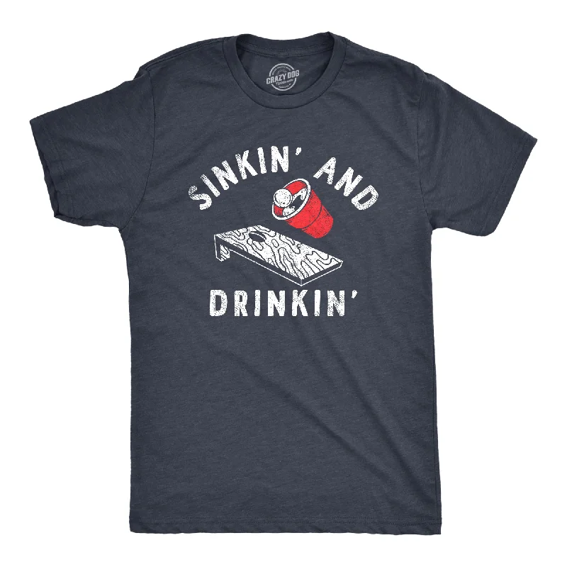 Men's short - sleeve linen t - shirts for summer beach outingsSinkin And Drinkin Beer Men's T Shirt Men's short - sleeve linen t - shirts for summer beach outingsSinkin And Drinkin Beer Men's T Shirt