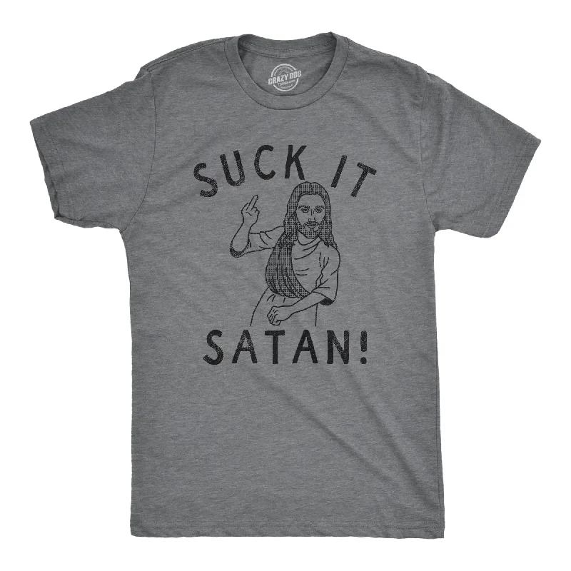 Men's thermal t - shirts with a high - neck design for cold weatherSuck It Satan Men's T Shirt Men's thermal t - shirts with a high - neck design for cold weatherSuck It Satan Men's T Shirt
