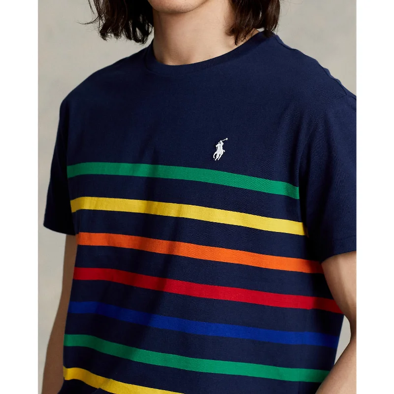 Men's organic cotton crew - neck t - shirts for everyday comfortCustom Fit Striped Jersey T-Shirt - Navy / Multi Men's organic cotton crew - neck t - shirts for everyday comfortCustom Fit Striped Jersey T-Shirt - Navy / Multi