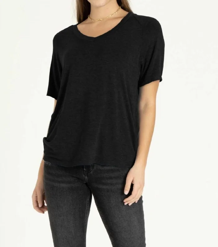 Men's tie - dye t - shirts with a bohemian styleTaylor Raglan Sleeve Top In Black