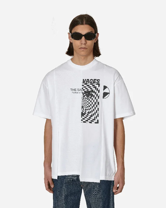 Men's thermal t - shirts with a high - neck design for cold weatherReconstructed T-Shirt White Men's thermal t - shirts with a high - neck design for cold weatherReconstructed T-Shirt White
