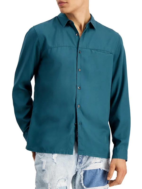 Men's v - neck muscle t - shirts for a body - building aestheticToby Mens Lyocell Woven Button-Down Shirt Men's v - neck muscle t - shirts for a body - building aestheticToby Mens Lyocell Woven Button-Down Shirt