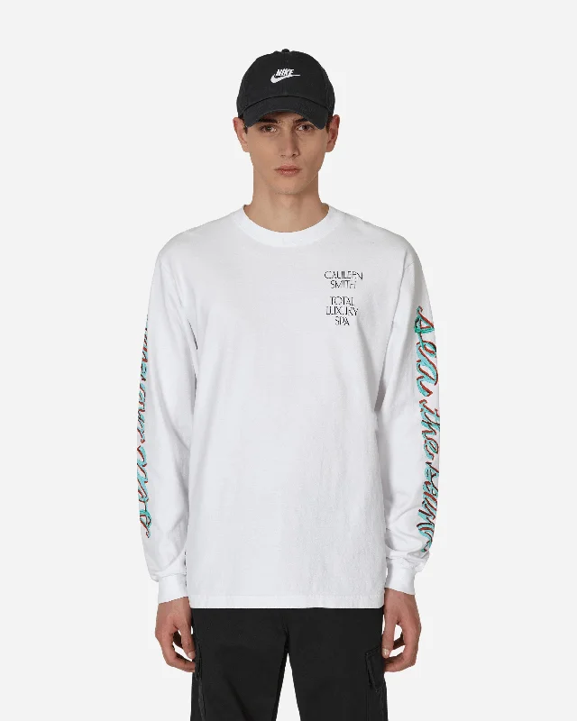 Men's button - front t - shirts with a unique artistic printCauleen Smith Sea The Sound Longsleeve T-Shirt White Men's button - front t - shirts with a unique artistic printCauleen Smith Sea The Sound Longsleeve T-Shirt White