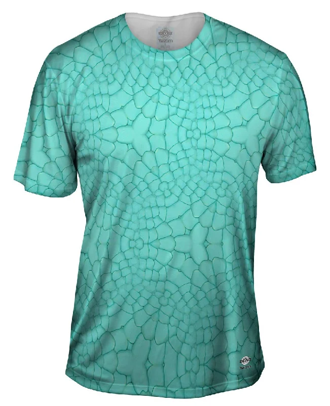 Men's short - sleeve linen t - shirts for summer beach outingsTrippy Aqua Snake Skin Men's short - sleeve linen t - shirts for summer beach outingsTrippy Aqua Snake Skin