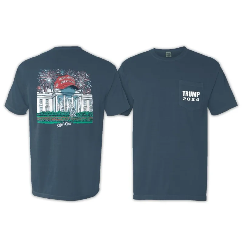 Men's v - neck muscle t - shirts for a body - building aestheticTrump 2024 White House Pocket Tee Men's v - neck muscle t - shirts for a body - building aestheticTrump 2024 White House Pocket Tee