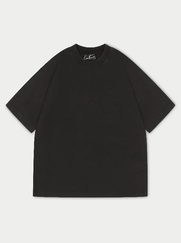 Men's organic cotton crew - neck t - shirts for everyday comfortSUPER HEAVYWEIGHT BLANK T-SHIRT - BLACK Men's organic cotton crew - neck t - shirts for everyday comfortSUPER HEAVYWEIGHT BLANK T-SHIRT - BLACK