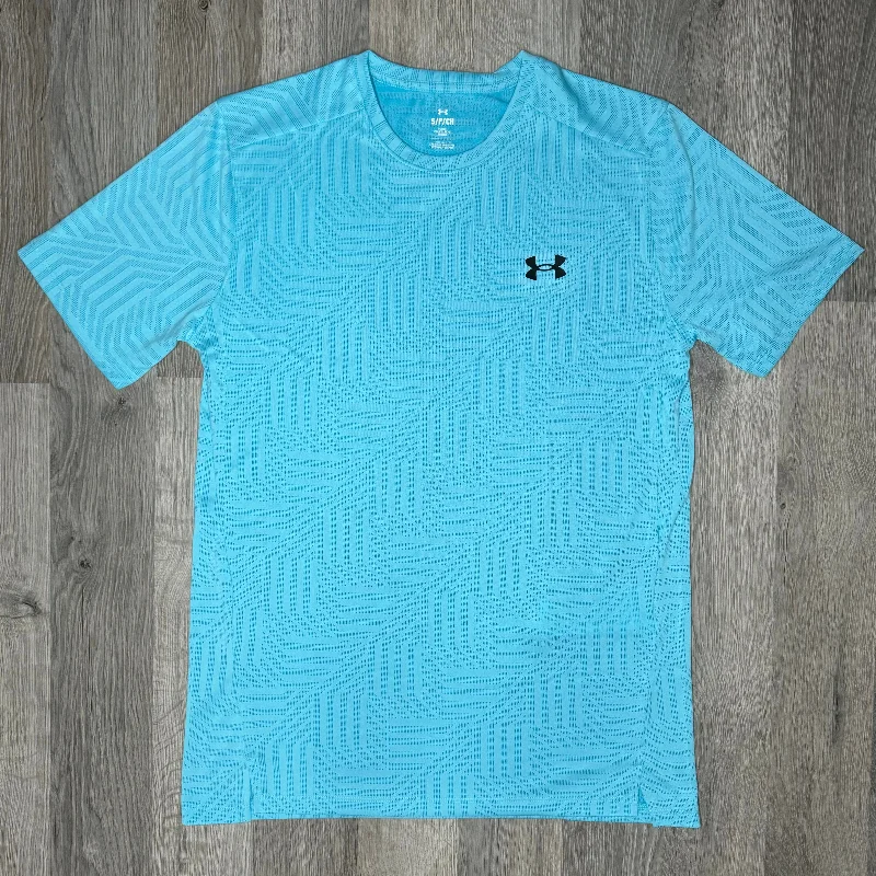 Men's mock - neck t - shirts with a modern and sleek styleUnder Armour Vent Geotessa Tech Tee - Sky Blue Men's mock - neck t - shirts with a modern and sleek styleUnder Armour Vent Geotessa Tech Tee - Sky Blue