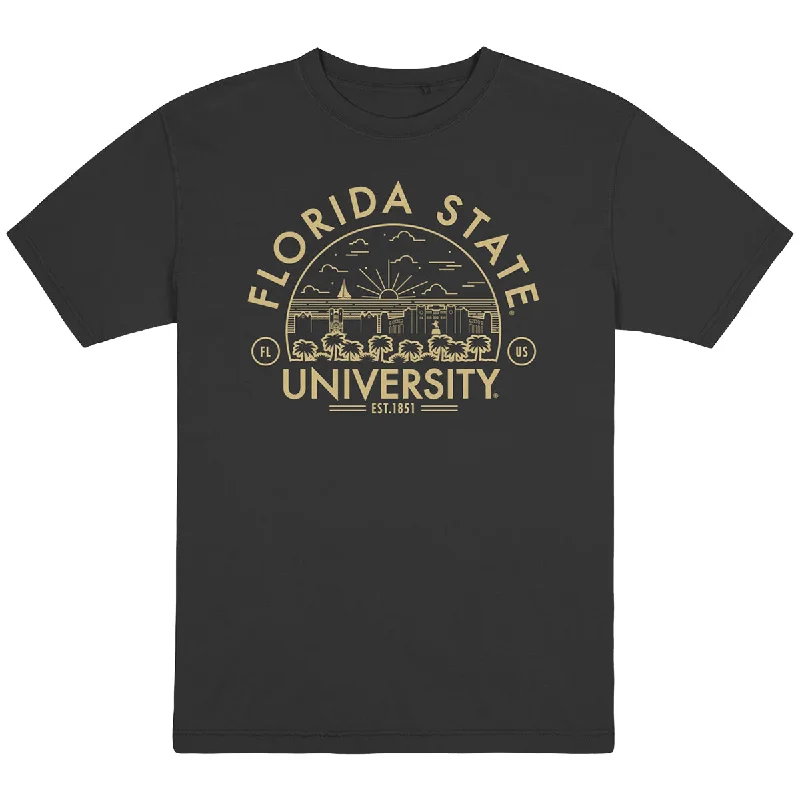Men's smart - casual checkered t - shirts for semi - formal occasionsUscape Men's Florida State University Campus Design Short Sleeve Garment Dyed T-shirt - Black Men's smart - casual checkered t - shirts for semi - formal occasionsUscape Men's Florida State University Campus Design Short Sleeve Garment Dyed T-shirt - Black