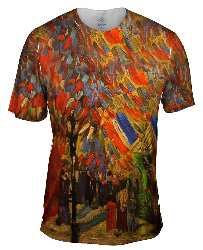 Men's smart - casual checkered t - shirts for semi - formal occasionsVan Gogh -"Celebration in Paris" (1886) Men's smart - casual checkered t - shirts for semi - formal occasionsVan Gogh -"Celebration in Paris" (1886)