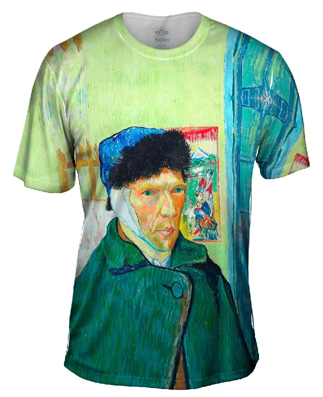 Men's mock - neck t - shirts with a modern and sleek styleVincent Van Gogh - "Self-portrait with bandaged ear" (1889) Men's mock - neck t - shirts with a modern and sleek styleVincent Van Gogh - "Self-portrait with bandaged ear" (1889)