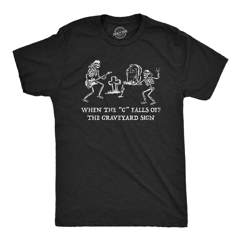 Men's printed Hawaiian t - shirts for tropical vacationsWhen The G Falls Off The Graveyard Sign Men's T Shirt Men's printed Hawaiian t - shirts for tropical vacationsWhen The G Falls Off The Graveyard Sign Men's T Shirt