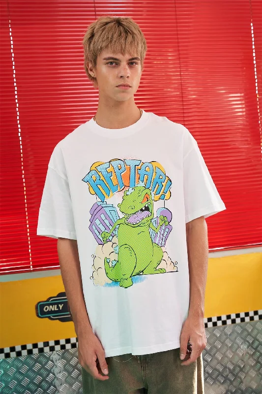 Men's antimicrobial t - shirts for odor - free freshness during travelWhite Reptar Oversized T-Shirt