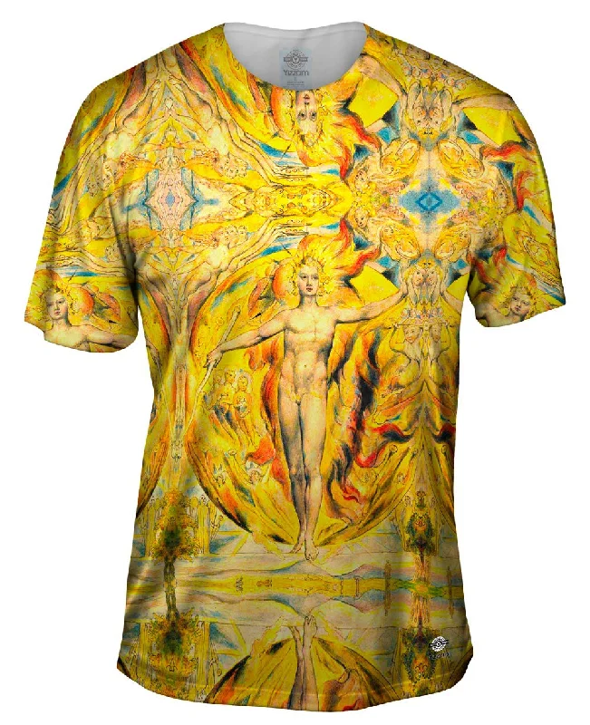 Men's short - sleeve linen t - shirts for summer beach outingsWilliam Blake - "The Sun at His Eastern Gate" (1816) Men's short - sleeve linen t - shirts for summer beach outingsWilliam Blake - "The Sun at His Eastern Gate" (1816)
