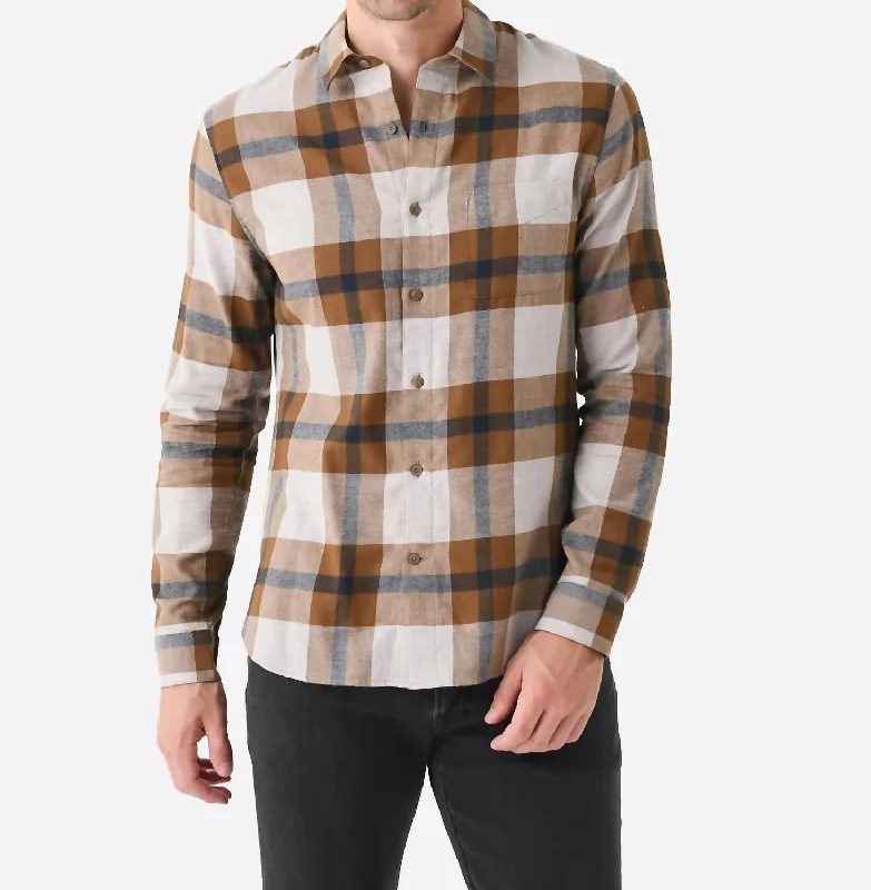 Men's short - sleeve linen t - shirts for summer beach outingsYorkshire Plaid Shirt In Slate Brown/nightshade Men's short - sleeve linen t - shirts for summer beach outingsYorkshire Plaid Shirt In Slate Brown/nightshade