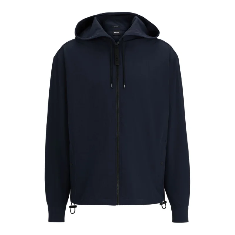 Men's moisture - wicking athletic t - shirts for intense workoutsZip-up relaxed-fit hooded shirt in stretch fabric Men's moisture - wicking athletic t - shirts for intense workoutsZip-up relaxed-fit hooded shirt in stretch fabric